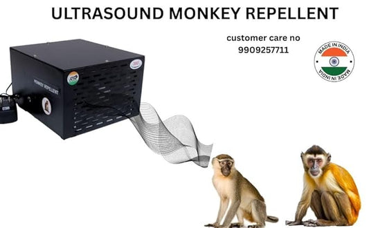 Ultrasound Monkey Repellent for Outdoors | 360° Coverage | Covers 15000Sqft | Loud Sound Device for Garden Factory Warehouse | Plug-in Eco-Friendly Deterrent