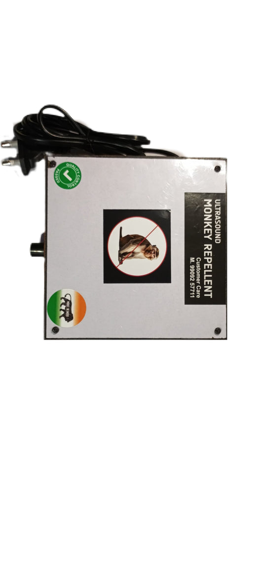 Ultrasonic Monkey Repellent for Outdoors | 360° Coverage | Covers 10000Sqft | Loud Sound Device for Garden Factory Warehouse | Plug-in Eco-Friendly Deterrent