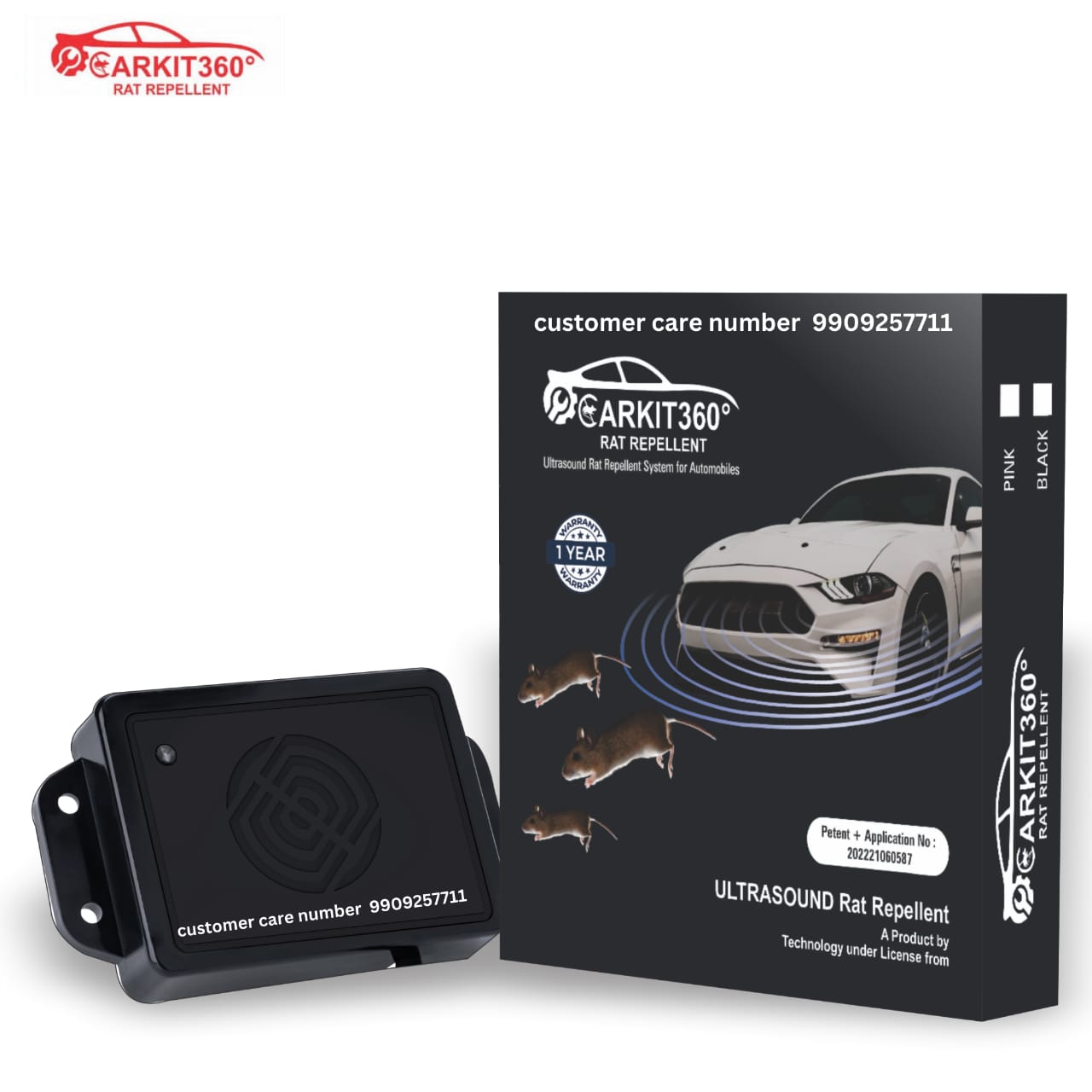 High-Frequency Rodent Deterrent for Vehicles – Easy to Use with LED Flashlight